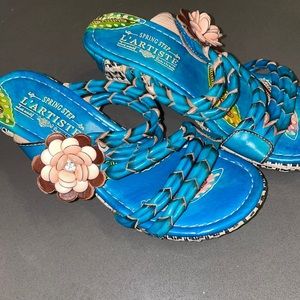 lartiste hand painted sandals leather Size 6.5 NEW